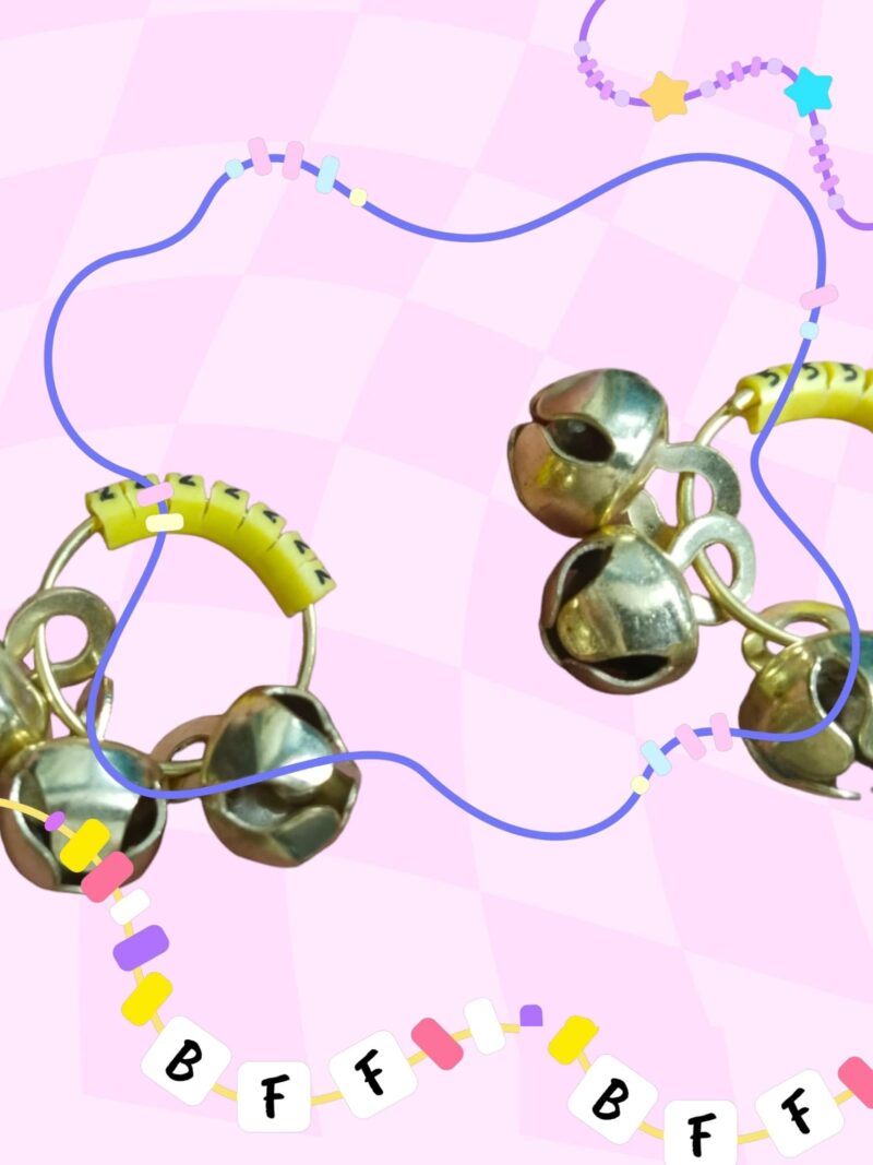 (Big Size, High Sound) Classy Looks Ghungroo Bells Finger Clapping Ring Yellow Kadi (Non Brass) Home Temple Pooja Aarti Bhajan Ganapati Ganesh Navratri Festivals Musical Gifting Goddess Chiming (2) - Image 5