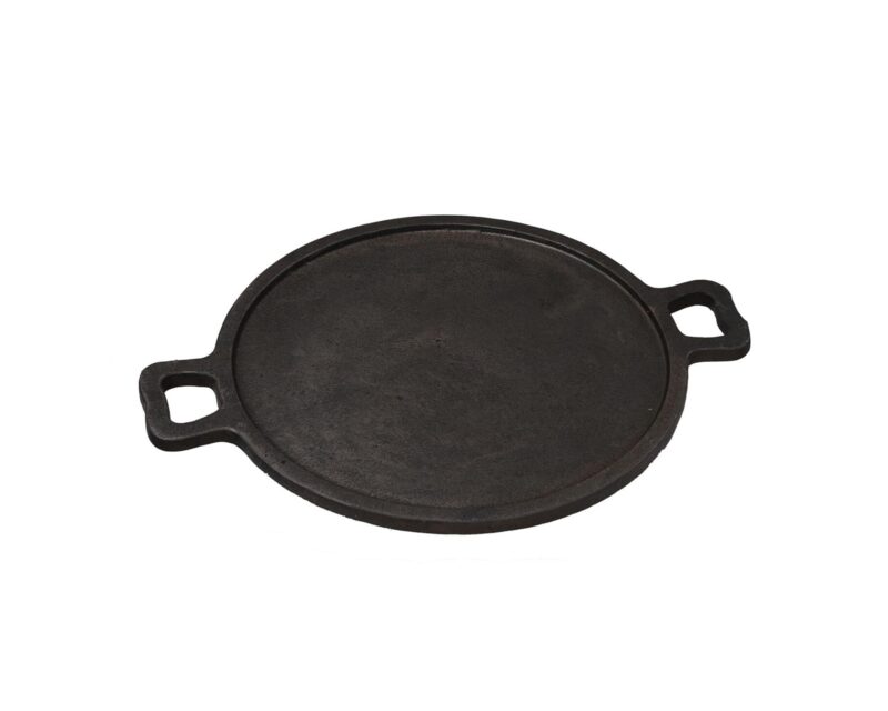Rustik Craft Pre-Seasoned Black Cast Iron Dosa Tawa/Baking Pan with Two Loop Handles 12", Good for Cooking on Gas, Dosa,Omlete,Roasting pan (W =3500 G, Thickness 8.8 mm)