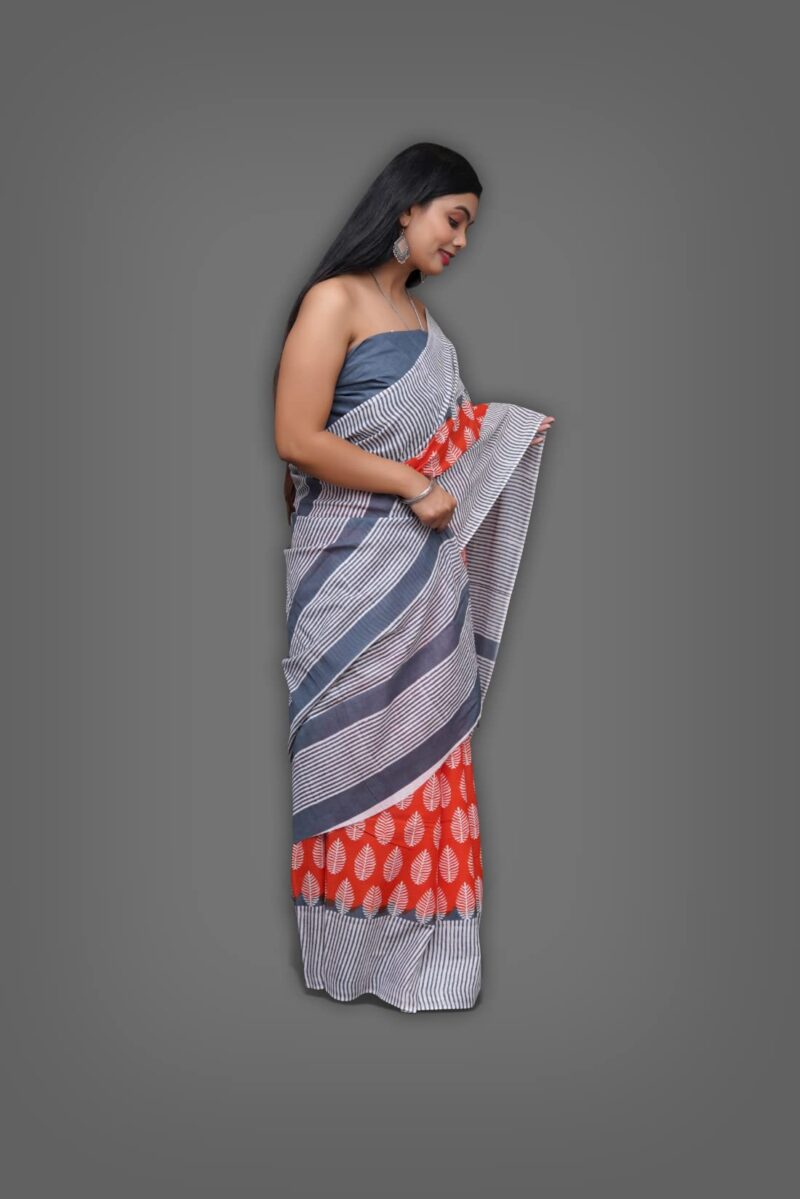 ANMOL FABRICS Women's Cotton Malmal Saree | Women Stylish Sadis | Printed Runing Blouse Piece | Sari Length 5.5 meter | Blouse Piece 1 m | Unstitched Blouse Material Free_Size_SAREE-MULTI_71 - Image 4