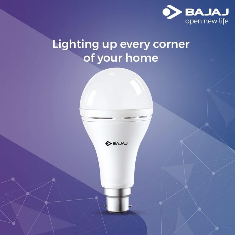 Bajaj LEDZ 8.5W Rechargeable Emergency Inverter LED Bulb, Cool Day Light, White, Upto 4 Hours Battery, b22d - Image 4