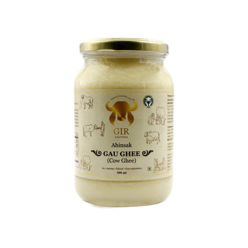 GIR Ahinsak Gau Ghee Vedic, Ethical, Desi Pure Breed Gaumata (A2), Bilona, Grass-Fed, Non-Gmo Good For Health, 500 Ml
