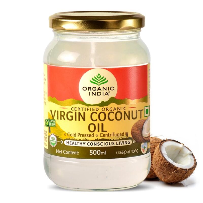 Organic India Virgin Coconut Oil, 500ml, Lab Tested on 600+ Parameters, Certified Organic, Extracted from Organically Grown Coconut Milk, Cold Pressed, Authentic Flavour, Multipurpose Oil
