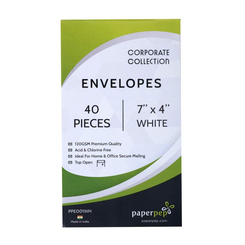 Paper Pep Business Envelope 120GSM White 7"X4" Pack of 80 for Courier, Document Mailing, Professional & Personal Correspondance