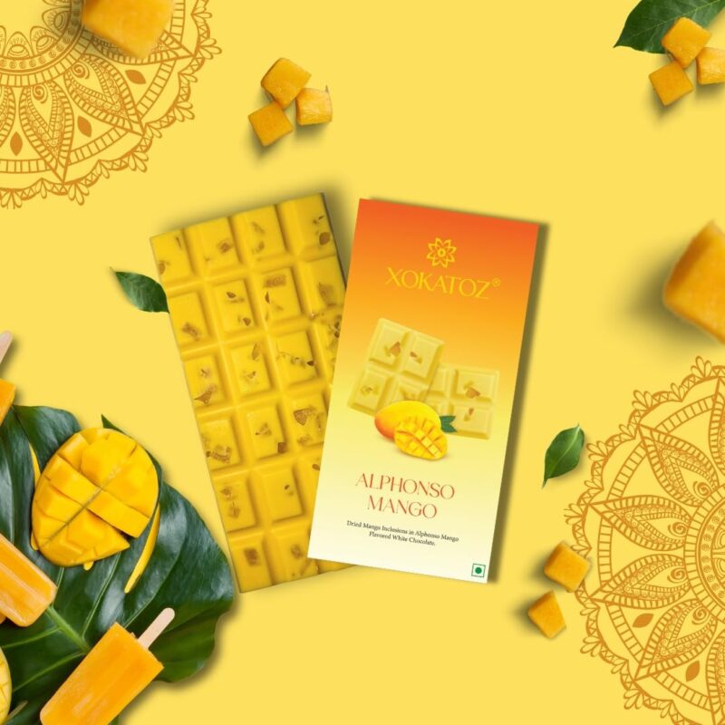 XOKATOZ Exotic Premium Chocolate - 1 Rose D’Amour + 1 Alphonso Mango Flavour - Flavoured White Chocolate Bars - Gift Set - Pack of 2, 150 gm (75gm X 2) - Image 5
