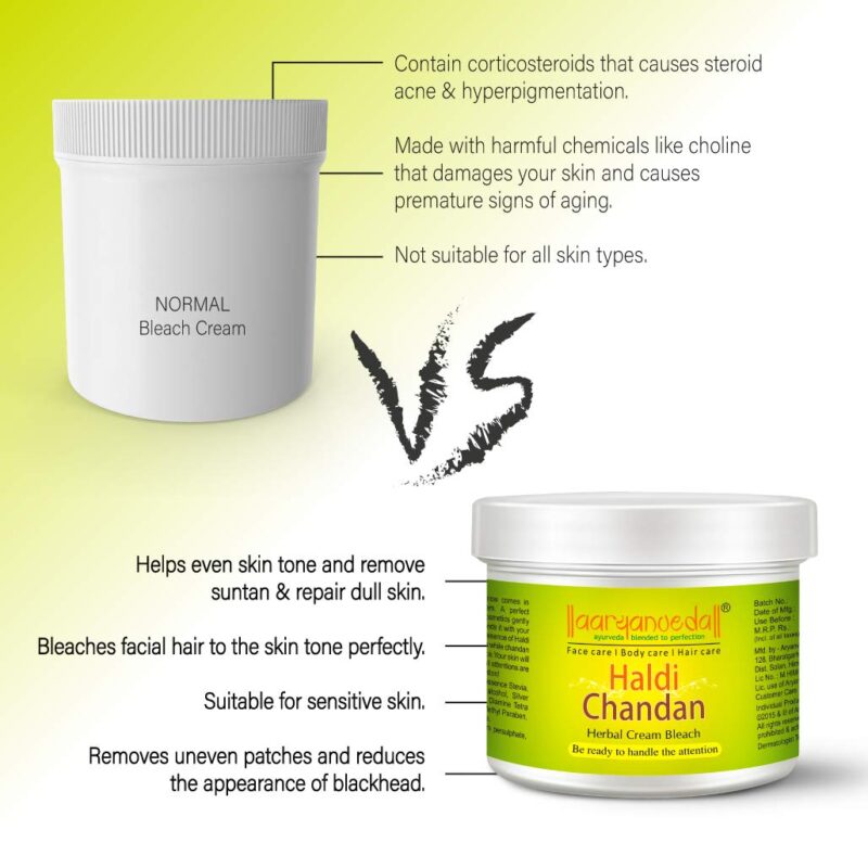 Aryanveda Haldi Chandan Herbal Bleach Cream, Infused with Haldi, Chandan, Aloe Vera, For Radiant Skin, Natural Glowing & Tan Removal, Skin Brightening, Suitable For All Skin Types - Beautiful Skin for Men and Women - 43 gm Pack of 4 - Image 2