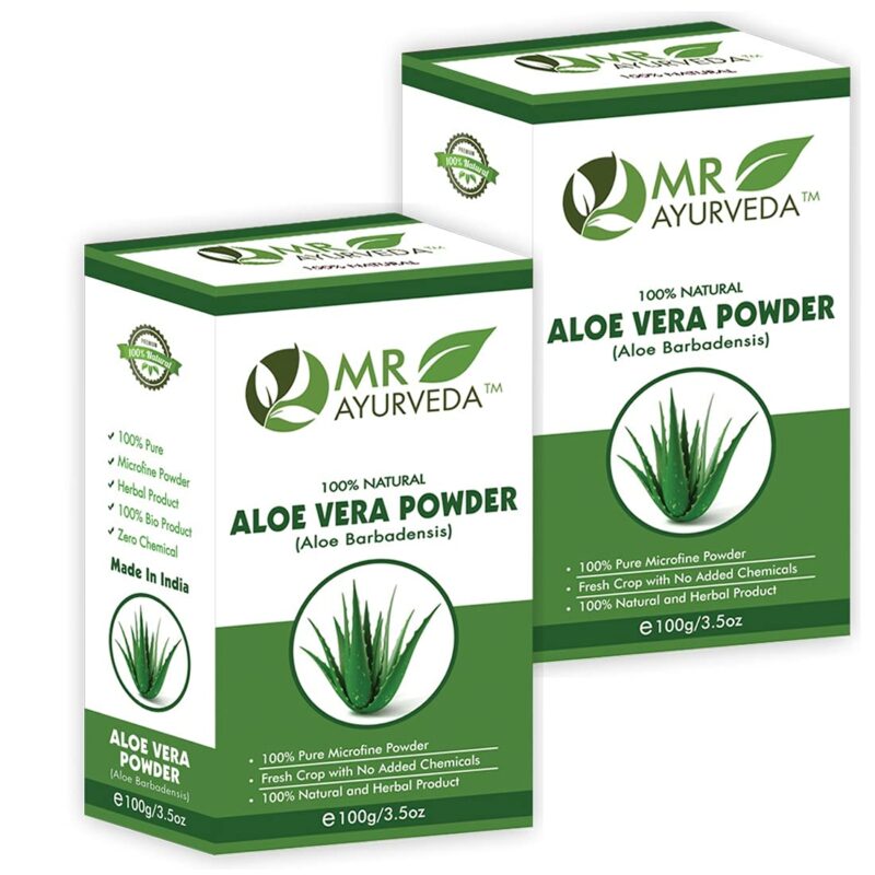 MR Ayurveda Aloe Vera Powder | Aloe Vera Powder Organic | Aloe Vera Powder for Face | Aloe Vera Powder for Skin | Aloe Vera Powder for Hair | No Added Chemicals - Set of 2 (200 Grams)