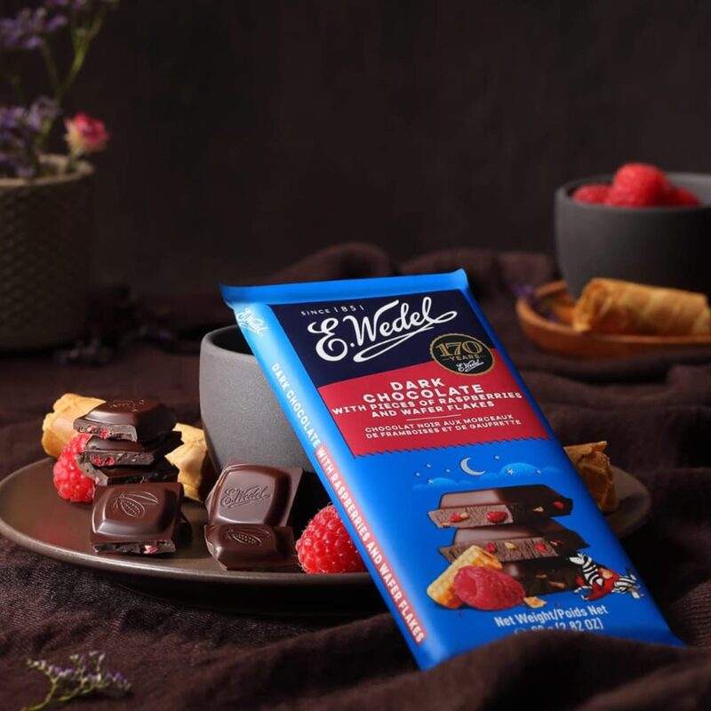 5x Wedel Dark Choc With Raspberry & Wafers Bar 80G each - Pack of 5 - Image 2