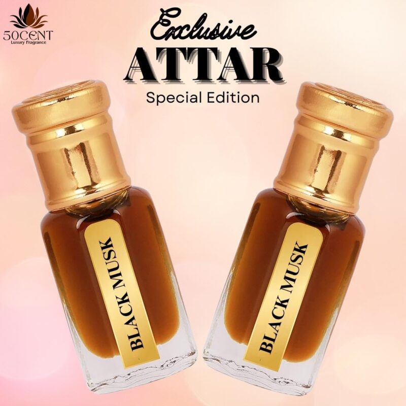 50CENTS Luxury Black Musk Attar Perfume Oil 6ml, Natural Premium Alcohol-Free Scent, Unisex Travel Friendly Pocket Perfumes, Long Lasting Fragrance, Roll On Attars for Men and Women - Image 3