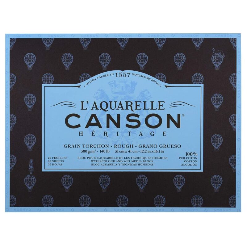 Canson Héritage Cotton 300 GSM Rough 31 x 41 cm Paper Block(White, 20 Sheets)
