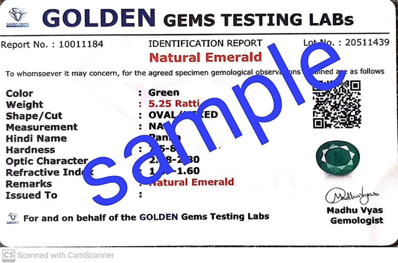 Akshita gems Natural Emerald Stone with Lab Certified Card/Zambian Quality 10.25 Carat / 9.52 Ratti Unheated Untreated Green Original Emerald/Panna Loose Precious - Image 2