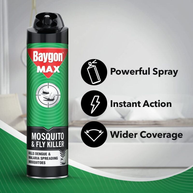 Baygon Mosquito & Fly Killer Spray- 400 ml, Green - Image 4