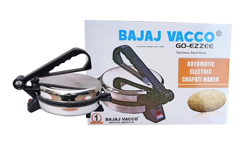 BAJAJ VACCO New Go-Ezzee Chapati/Roti/Khakhra Maker, Mc-02 - Marble (Spatter) Nonstick Coating Wattage 900 Watts, Stainless Steel - Image 5