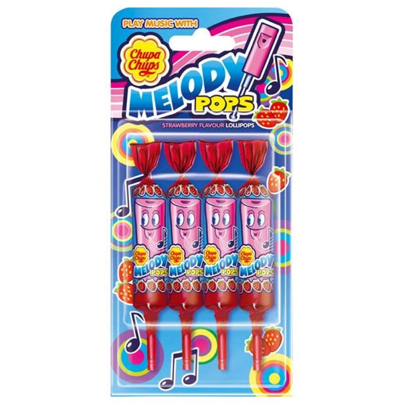 Chupa Chups Melody Pops Lollipops 4X15 Gram, Strawberry