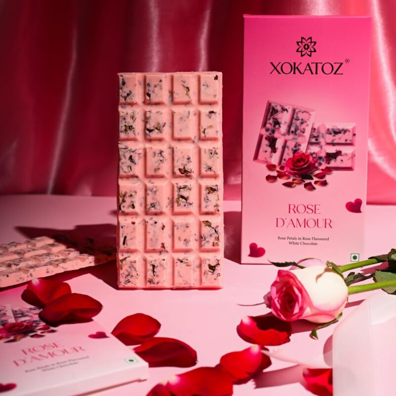 XOKATOZ Exotic Premium Chocolate - 1 Rose D’Amour Flavour - Flavoured White Chocolate Bars - Gift Set - Pack of 1, 75 gm (75 gm x 1) - Image 5