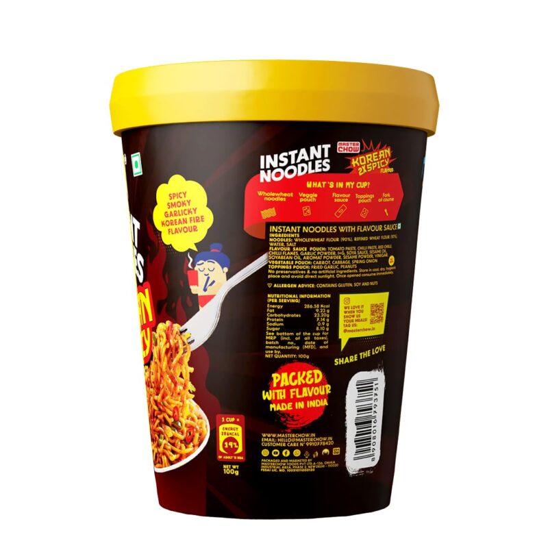 25x MasterChow Instant Cup Noodles - 2X Spicy Korean Noodles | Delicious Saucy Authentic Korean Taste with Extra Veggies | 100g - Pack of 25 - Image 2