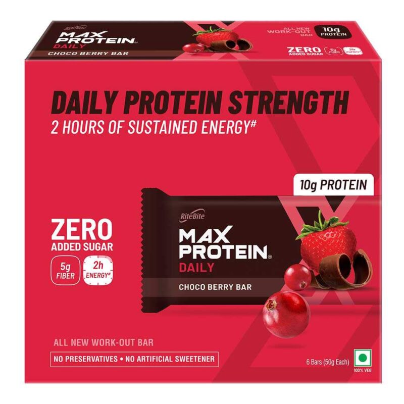 RiteBite Max Protein Daily Choco Berry 10g Protein Bars [Pack of 6] - 300g