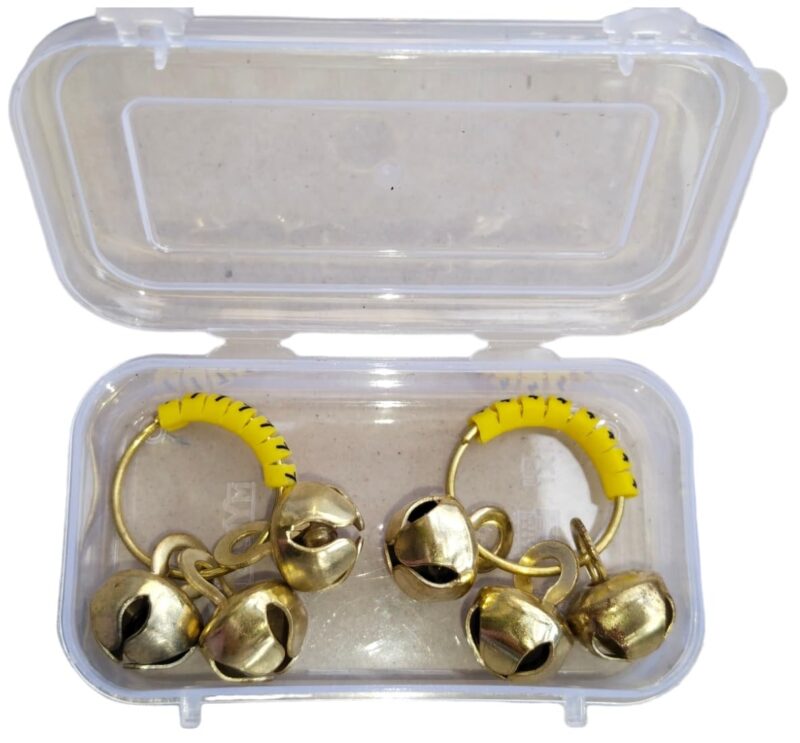 (Big Size, High Sound) Classy Looks Ghungroo Bells Finger Clapping Ring Yellow Kadi (Non Brass) Home Temple Pooja Aarti Bhajan Ganapati Ganesh Navratri Festivals Musical Gifting Goddess Chiming (2) - Image 2