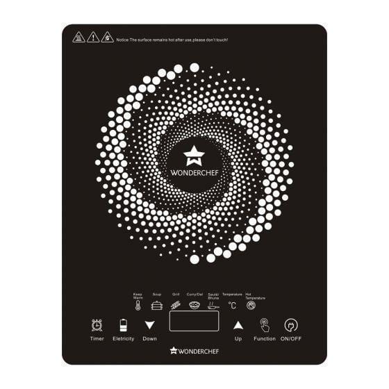 Easy Cook Hot Plate Infrared Cooktop with Feather Touch Control & 6 Power Settings|2200 Watt Induction Cooktop|Pre-set Menus for Soups, Curries, Dals, Saute Masala|Crystal Glass Top Surface| LED Digital Panel | Smart Touch Buttons| 1 Year Warranty - Image 7