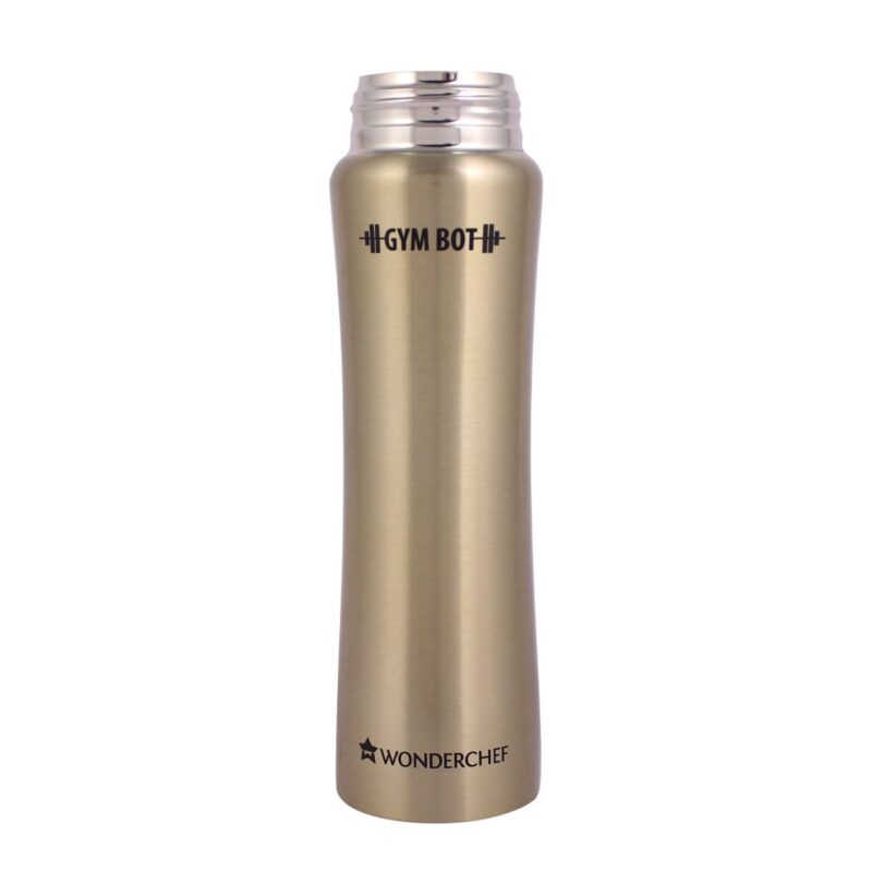 Gym-Bot Stainless Steel Single Wall Water Bottle - Gold,750ml