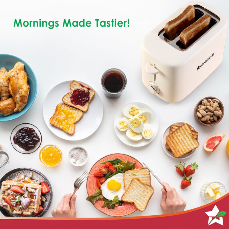 Bellagio 2-Slice Pop-up Toaster with Lid Cover | 800 Watt | 2 Bread Slice | 6- Level Browning Controls|Wide Bread Slots| Auto Shut Off | Easy to Clean| White| 2 Year Warranty - Image 5