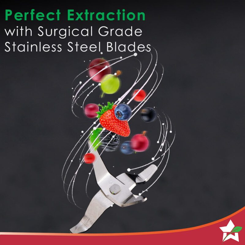 Acura Blender Pro Mixer Grinder 500W, 230V~50Hz, 4 Jars( 2 Stainless Steel + 2 Polycarbonate Jars), Black & Blue, 5 Years Warranty - Image 4