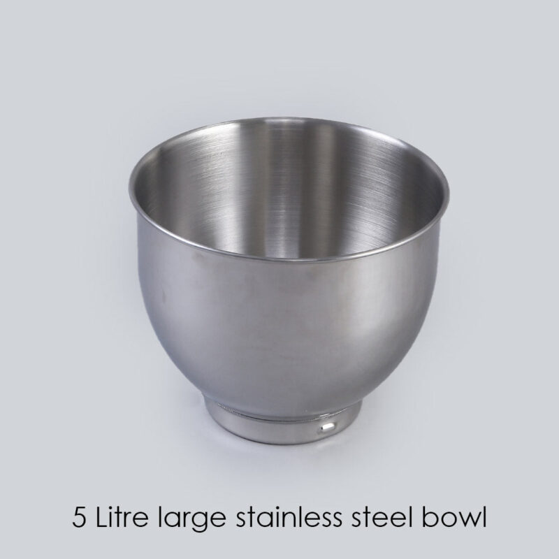 Crimson Edge Die-Cast Metal Kitchen Stand Mixer and Beater with 6 Speed Settings | 1000W Powerful Copper Motor | 5L SS Bowl | Whisking Cone, Mixing Beater, Dough Hook Attachments & Splash Guard | Home Cooks & Professional Bakers | 3 Year Warranty | Black - Image 4