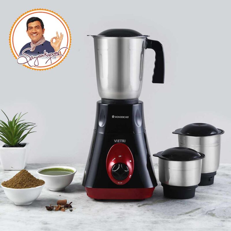 Wonderchef Renewed Vietri Mixer Grinder | 550W | 3 Anti-rust Stainless Steel Jars and Blades | 3-speed Knob - Image 6