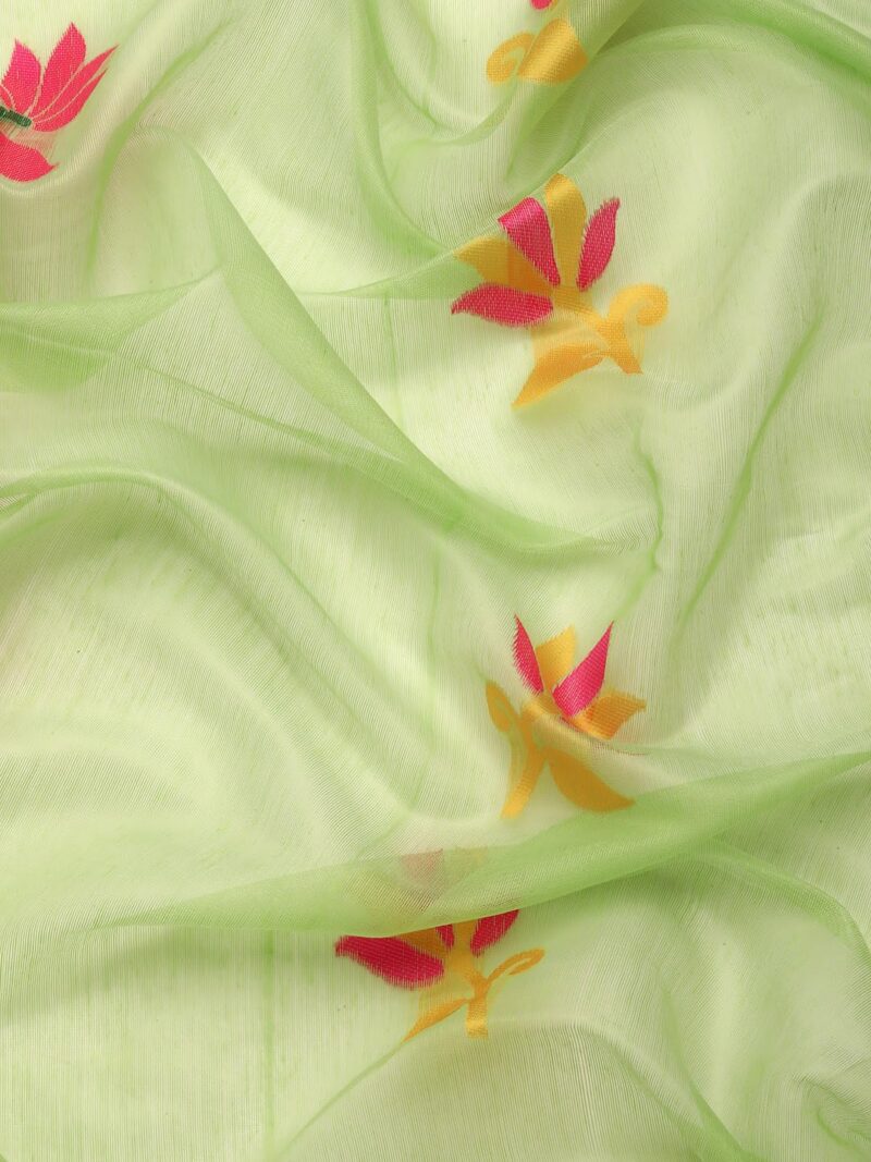 Enthone Women's Pure Cotton Jamdani Saree - Green - Image 4