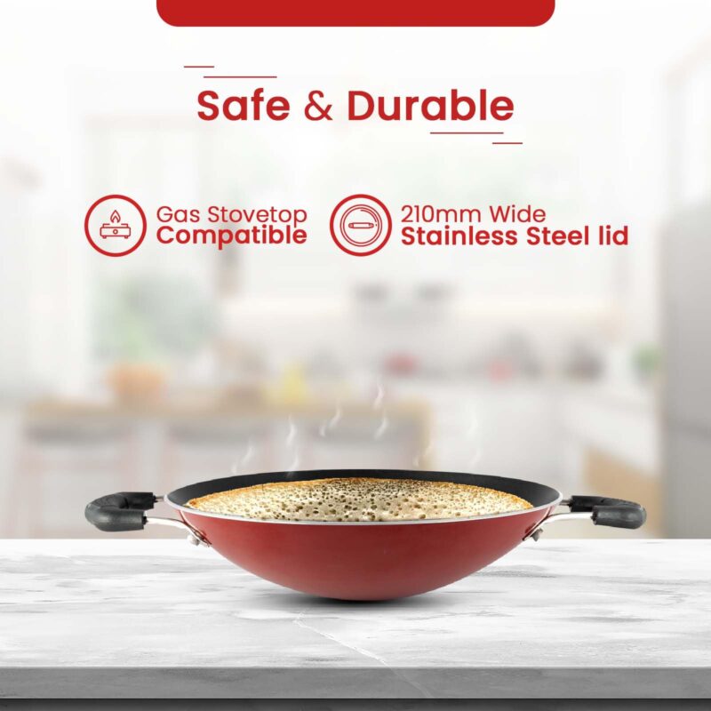 Blueberry's Appam Pan with Lid - High Grade Non Stick Coating Appam Maker/Appam Chatty/Appachatti with 6 Months Warranty - Image 2