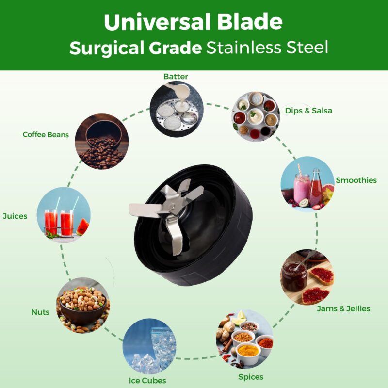 Balzano 1100W Ultra-Speed Bullet Mixer Grinder (Italian Design & Engineering) Blender for Smoothie and Juices, Juicer Mixer Grinder, Blender for Kitchen, Surgical Grade Stainless Steel Blades - Image 4