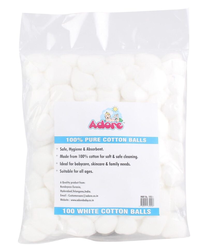 Adore 100% Pure Cotton Balls White - Pack of 100