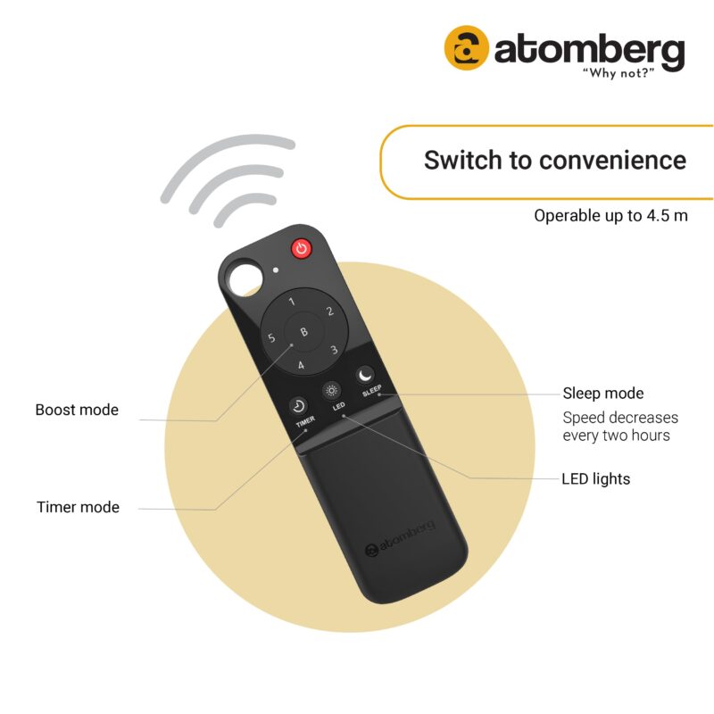 atomberg Renesa 600mm BLDC Ceiling Fan with Remote Control | BEE 5 star Rated Energy Efficient Ceiling Fan | High Air Delivery with LED Indicators | 2+1 Year Warranty (Brown & Black) - Image 6