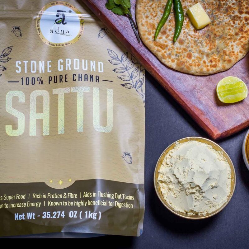 Adya Organics Sattu | 100% Pure & High-Protein Roasted Chana Powder | Chemical-Free & Natural | Perfect for Summer Drinks, Parathas, & Snacks | Healthy & Tasty | 2kg- (Pack of 2) - Image 10