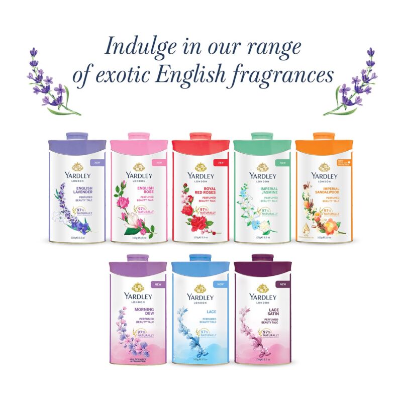 4x Yardley London Imperial Jasmine Perfumed Talc| Fragrant Beauty Talc for Women| Smooth Texture| 250g - Pack of 4 - Image 2