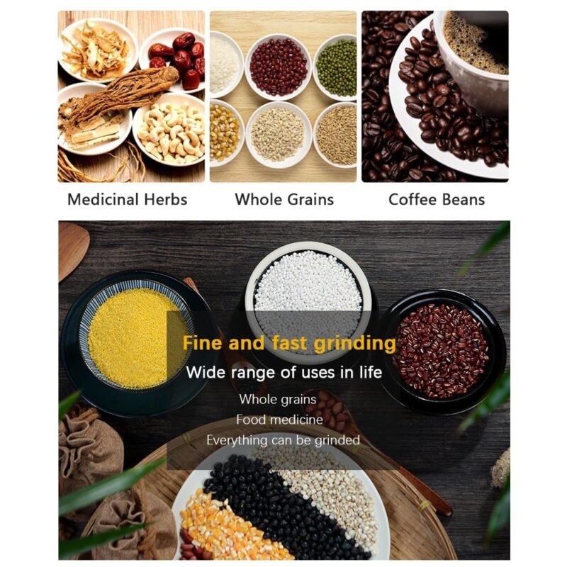 ARDAKI Grinder Machine for Kitchen Mixer Grinder Multi Functional Coffee Herbs Spices Nuts Grain Seasonings Spices Mill Powder Machine Stainless Steel Mixie for Kitchen (Mixer_Grinder_200) - Image 7