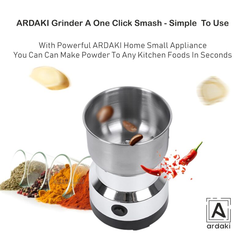 ARDAKI Grinder Machine for Kitchen Mixer Grinder Multi Functional Coffee Herbs Spices Nuts Grain Seasonings Spices Mill Powder Machine Stainless Steel Mixie for Kitchen (Mixer_Grinder_200) - Image 6