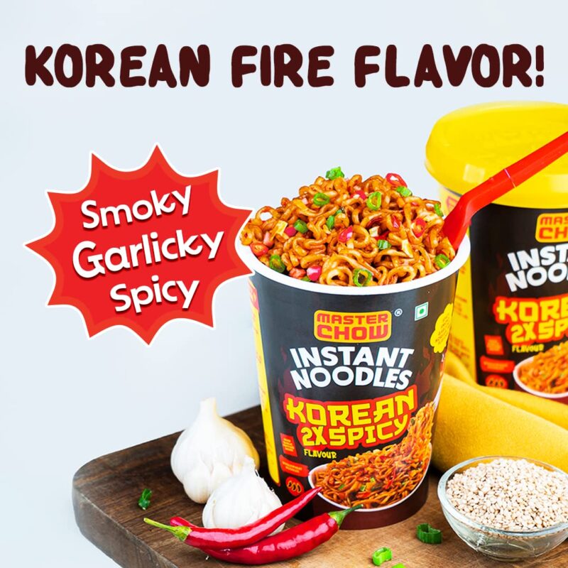 25x MasterChow Instant Cup Noodles - 2X Spicy Korean Noodles | Delicious Saucy Authentic Korean Taste with Extra Veggies | 100g - Pack of 25 - Image 7
