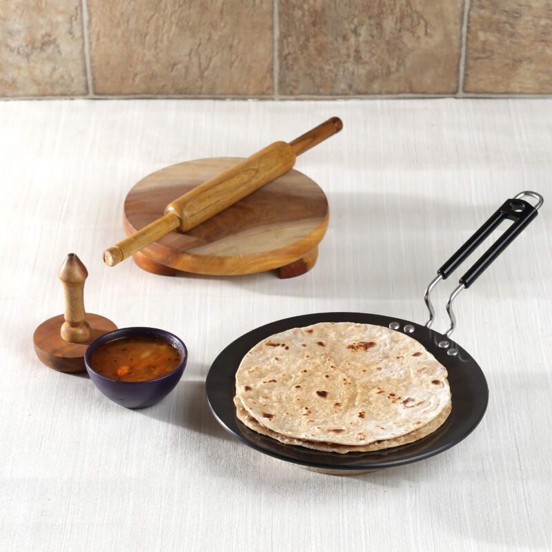 Vinod Black Pearl Hard Anodised Tawa - 26.5 cm | 5.25mm Thickness | Metal Spoon Friendly | Riveted Sturdy Handle | Long Lasting Roti, Paratha Tawa | 2 Year Warranty | Toxin Free