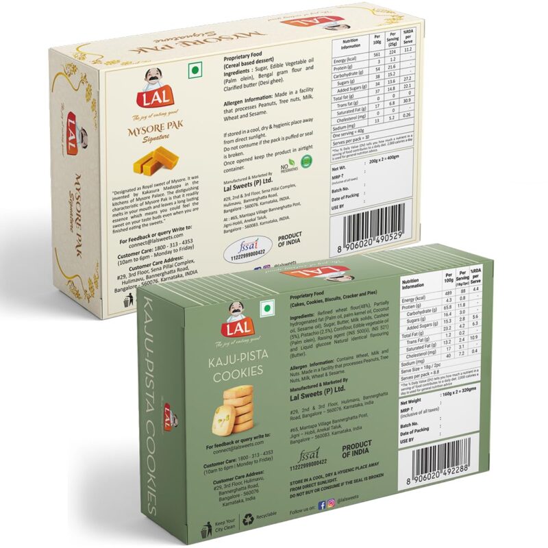 Mysore Pak Signature 400gm & Kaju Pista cookies 400gm