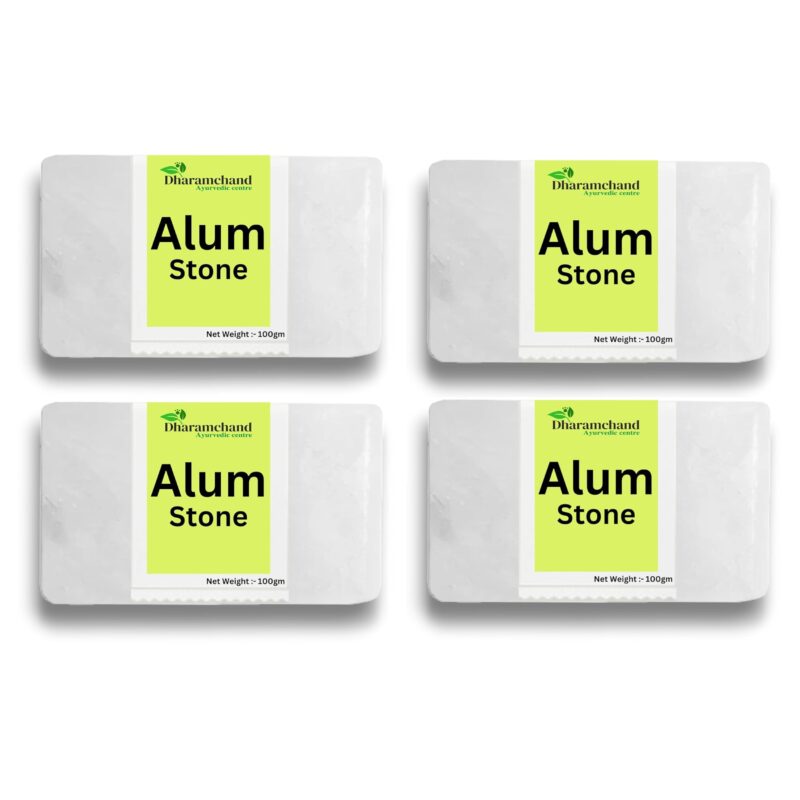 Dharamchand Alum Stone Bar 400g Natural Fitkari Stone for Skin Tightening & Water Purification | Crystal White Alum Bar for Underarms & Shaving | Gentle & Effective Pack of 100g x 4