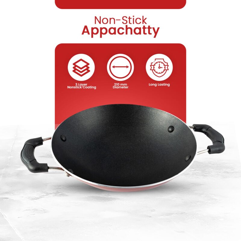 Blueberry's Appam Pan with Lid - High Grade Non Stick Coating Appam Maker/Appam Chatty/Appachatti with 6 Months Warranty - Image 4