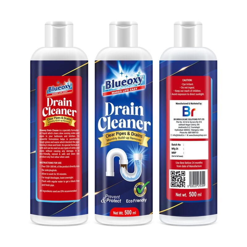 Blueoxy Drain Clog Remover Liquid | Used for Shower & Sink Drains & Pipes | Pure Gel Based | 500 Ml | Pack of 1 - Image 2