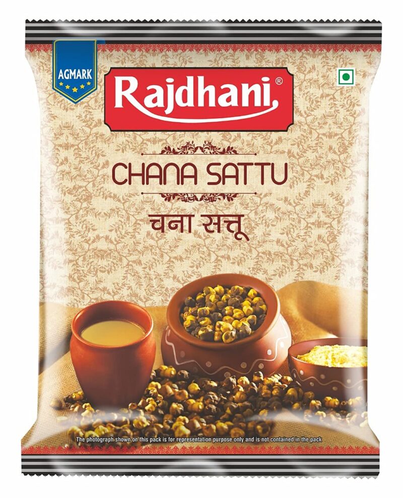 Rajdhani Chana Sattu Drink Powder, 500 Gram (Pack Of 2Pcs) | | Gluten Free Roasted Black Chana Flour | 100% Natural & Gluten Free Chana Sattu L