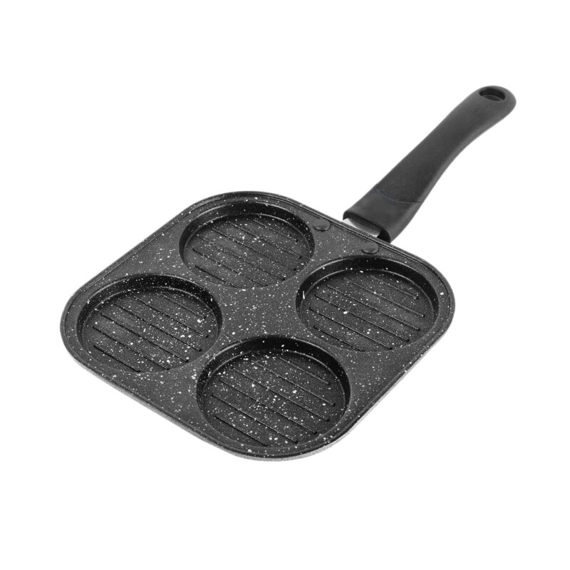 PANCA Non-Stick Grill Pan Mini Pan Uttapam Tawa Aluminum Multi Snack Maker 4 Cavity, Pancake Maker (Black, Pack of 1)