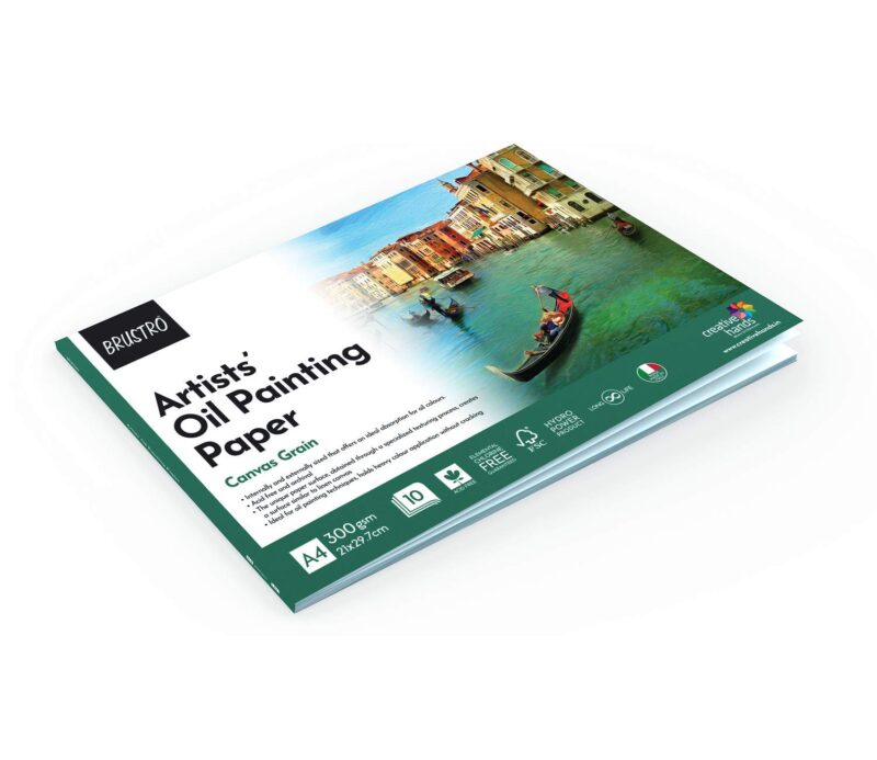 BRUSTRO Artists' Oil Painting Paper 300 GSM A4 Glued Pad 10 Sheets