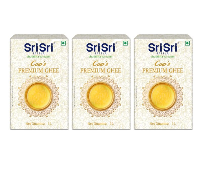 Sri Sri Tattva Premium Cow Ghee - 1 Litre (Pack of 3) | Premium Ghee for Better Digestion and Immunity | (3 Litre)