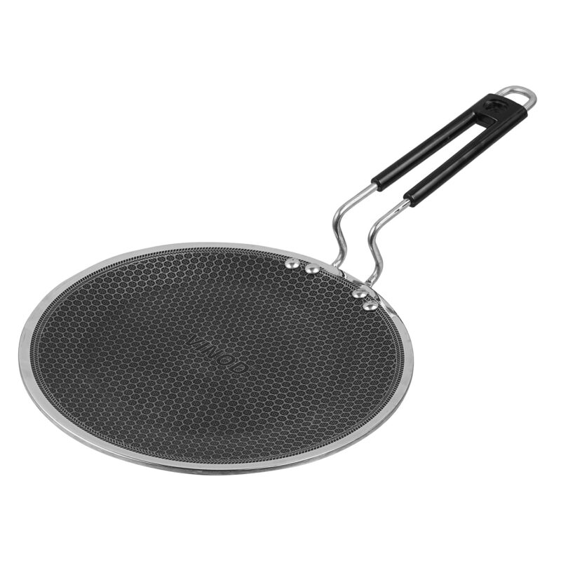 Vinod SAS Pro Platinum Triply Stainless Steel X Tawa - 25 cm | 4.0 mm Thick | Hexa Design | Metal Spoon Friendly | Riveted Handle | Gas, Induction Base | 5-Year Warranty
