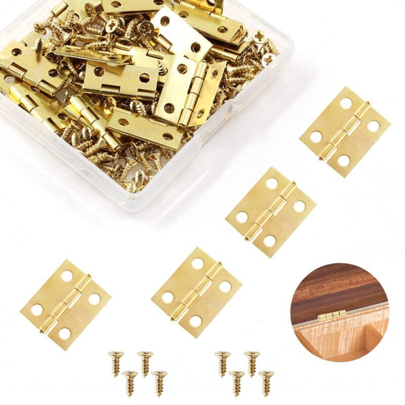 LifCratms 30 Pcs Mini Hinges, Butt Retro Miniature Hardware Small Brass Hinges for Crafts Wooden Box Jewelry Chest Cabinet DIY Accessories - 18 x 15 mm