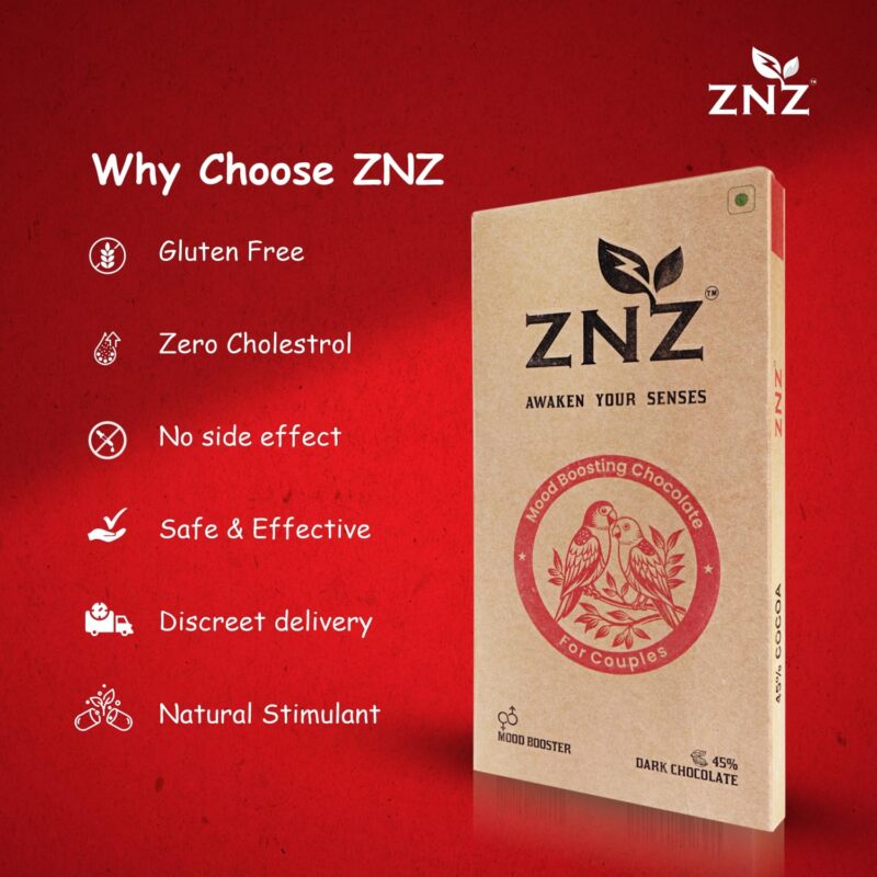 ZNZ Premium Dark Chocolate for Uplifting Mood & Wellness | Vegan & Gluten-Free Delight | Best Gift set for Men & Women | Ideal for Couples | Vegan and Guilt free Delight | (Pack of 2) - Image 3