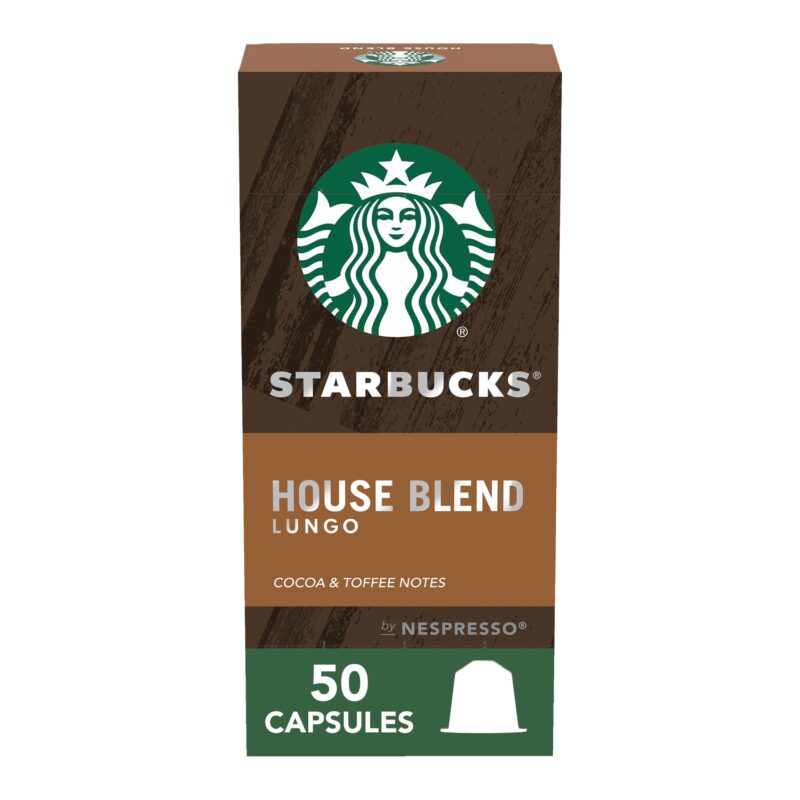 Starbucks By Nespresso, House Blend (50-Count Single Serve Capsules, Compatible With Nespresso Original Line System), Box - 0.126 Pounds